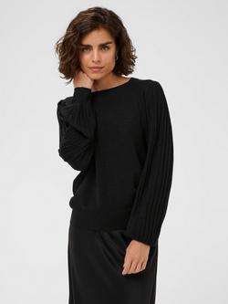 KAFFE Regina Pleat Detail Jumper, Black, Black