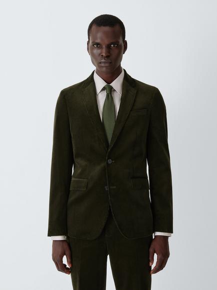 John Lewis Single Breasted Corduroy Blazer, Olive, Olive