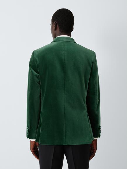 John Lewis Velvet Single Breasted Regular Fit Blazer - view 2, Green