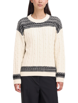 ICHI Barisa Cable Knit Jumper, Birch, Birch