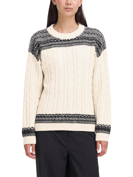 ICHI Barisa Cable Knit Jumper, Birch, Birch