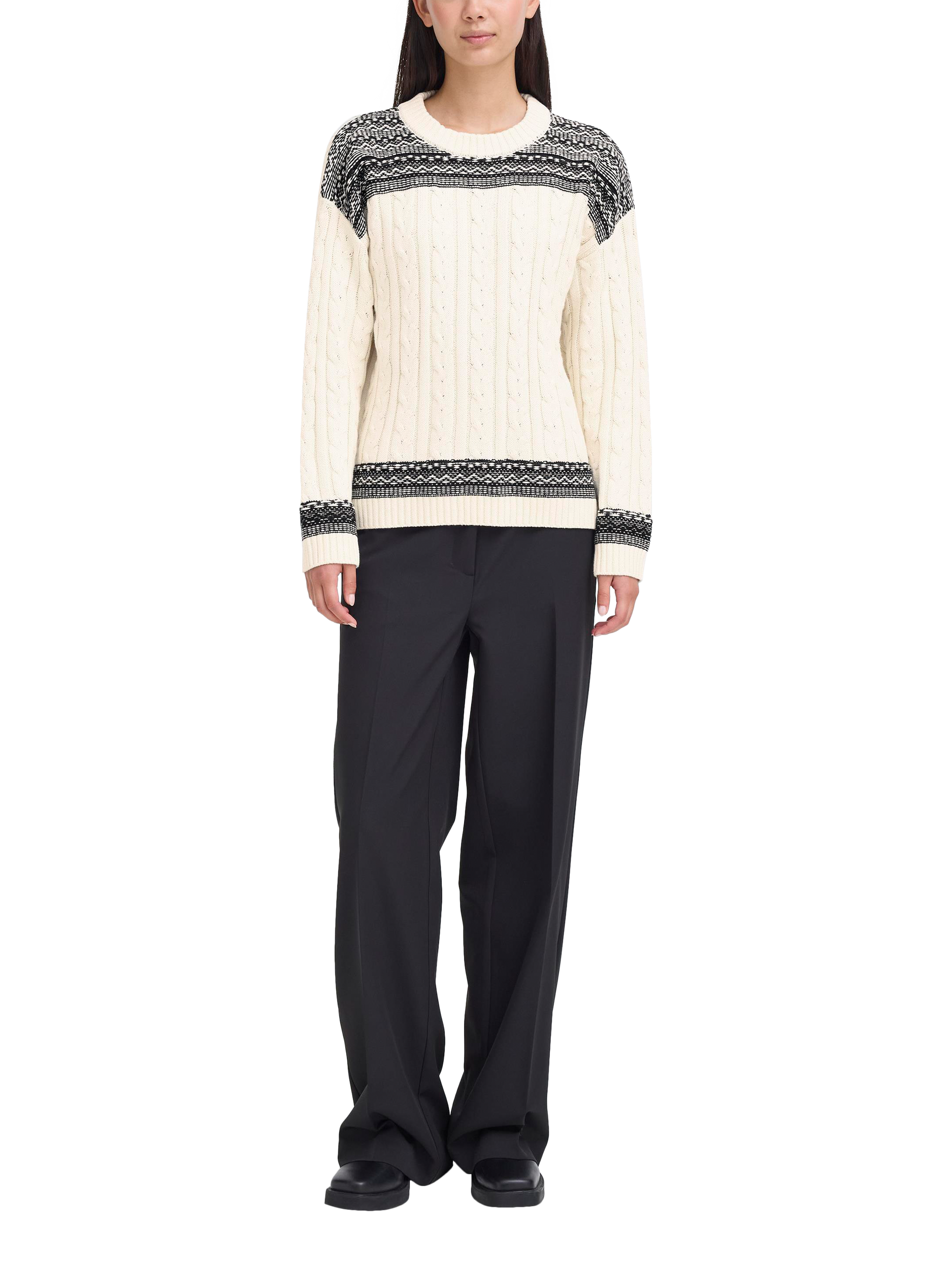 Product image 3 of 7, which shows ICHI Barisa Cable Knit Jumper, Birch, XXL