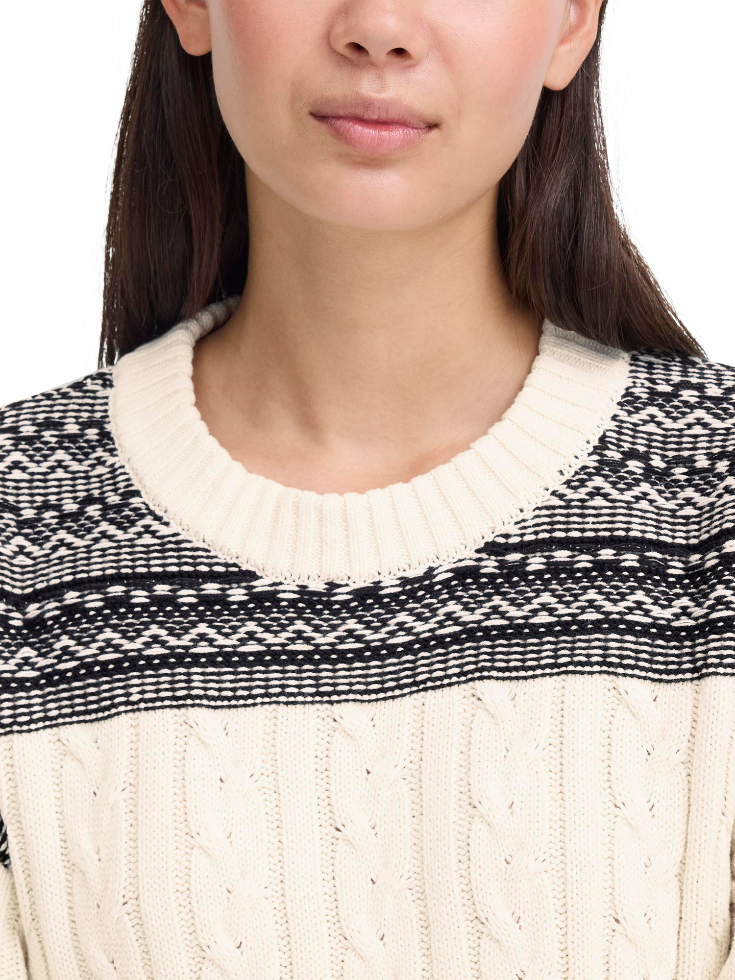 Product image 4 of 7, which shows ICHI Barisa Cable Knit Jumper, Birch, XXL