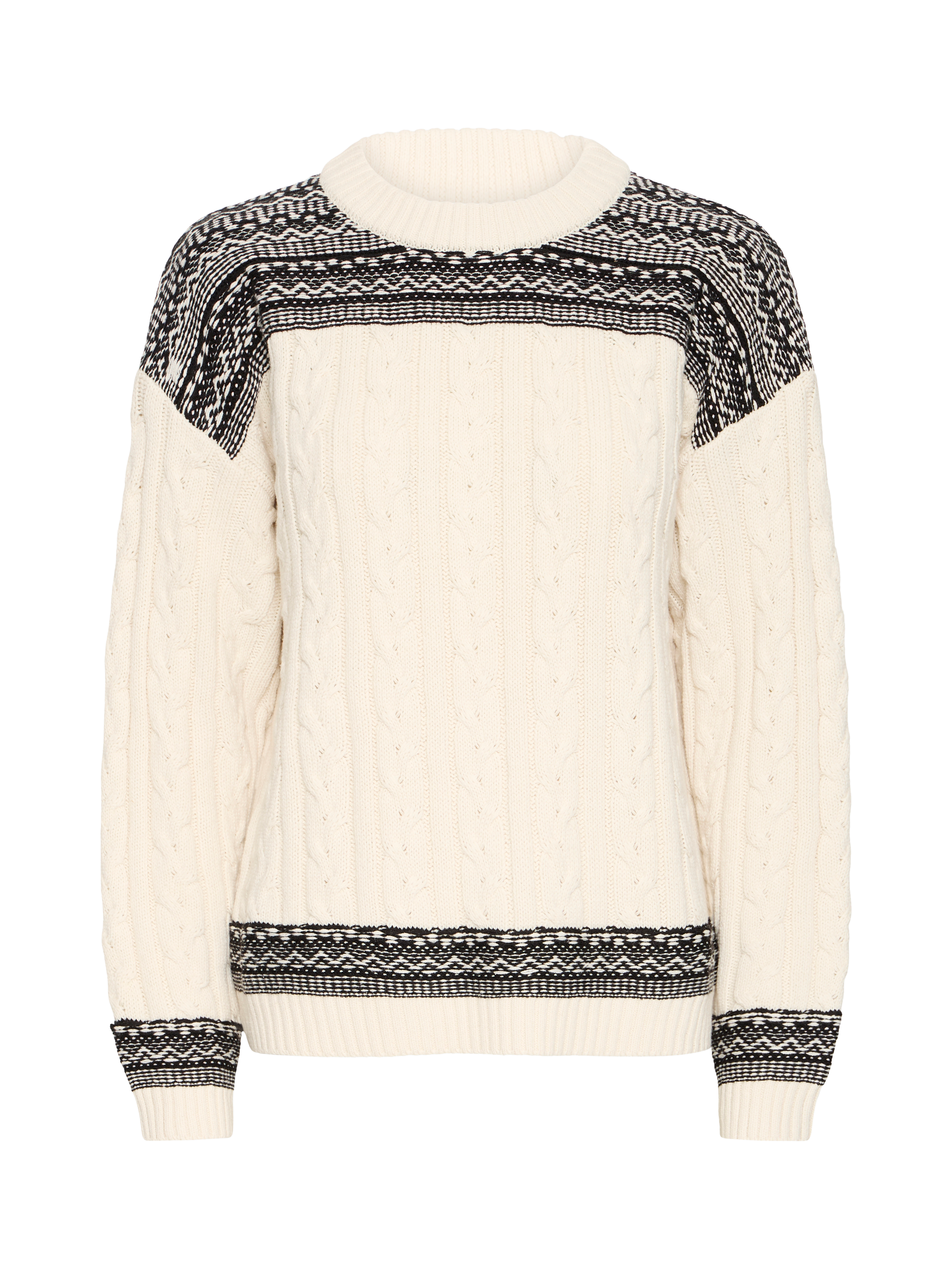Product image 5 of 7, which shows ICHI Barisa Cable Knit Jumper, Birch, XXL