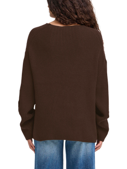 ICHI Chana V-Neck Jumper - view 2, Coffee Bean