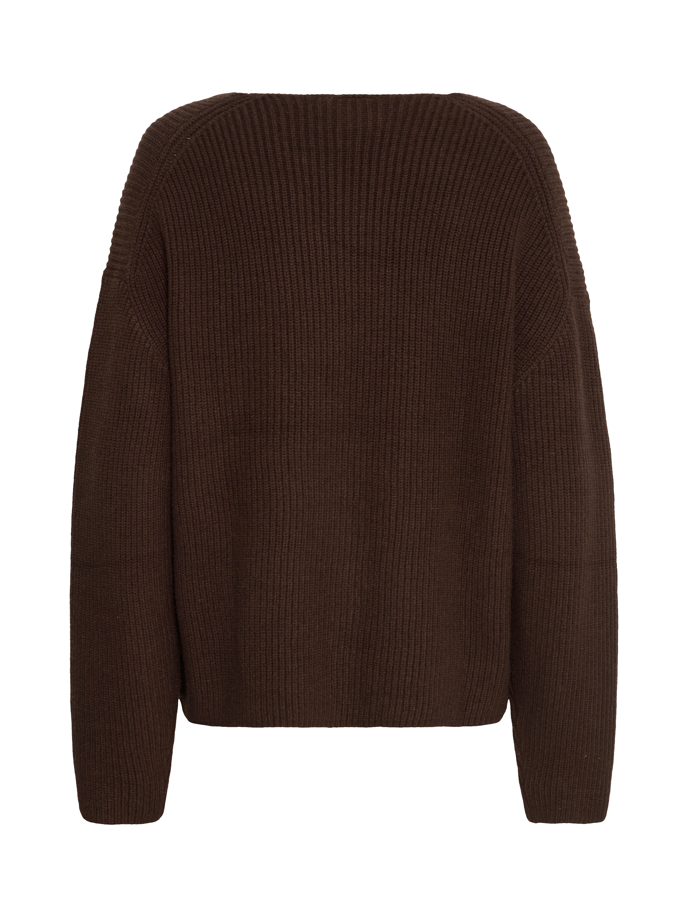 Product image 6 of 7, which shows ICHI Chana V-Neck Jumper, Coffee Bean, XS