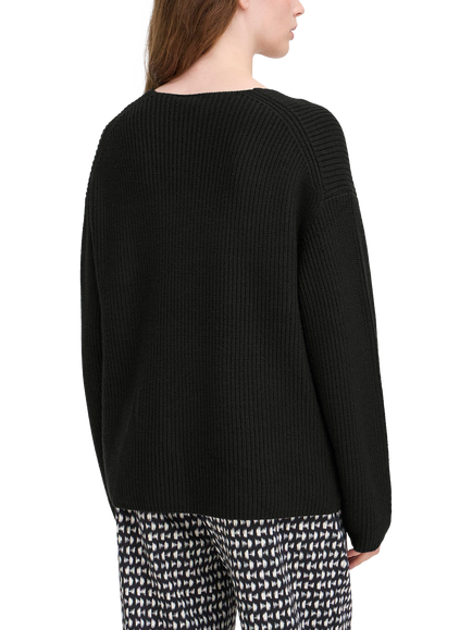 ICHI Chana V-Neck Jumper - view 2, Black