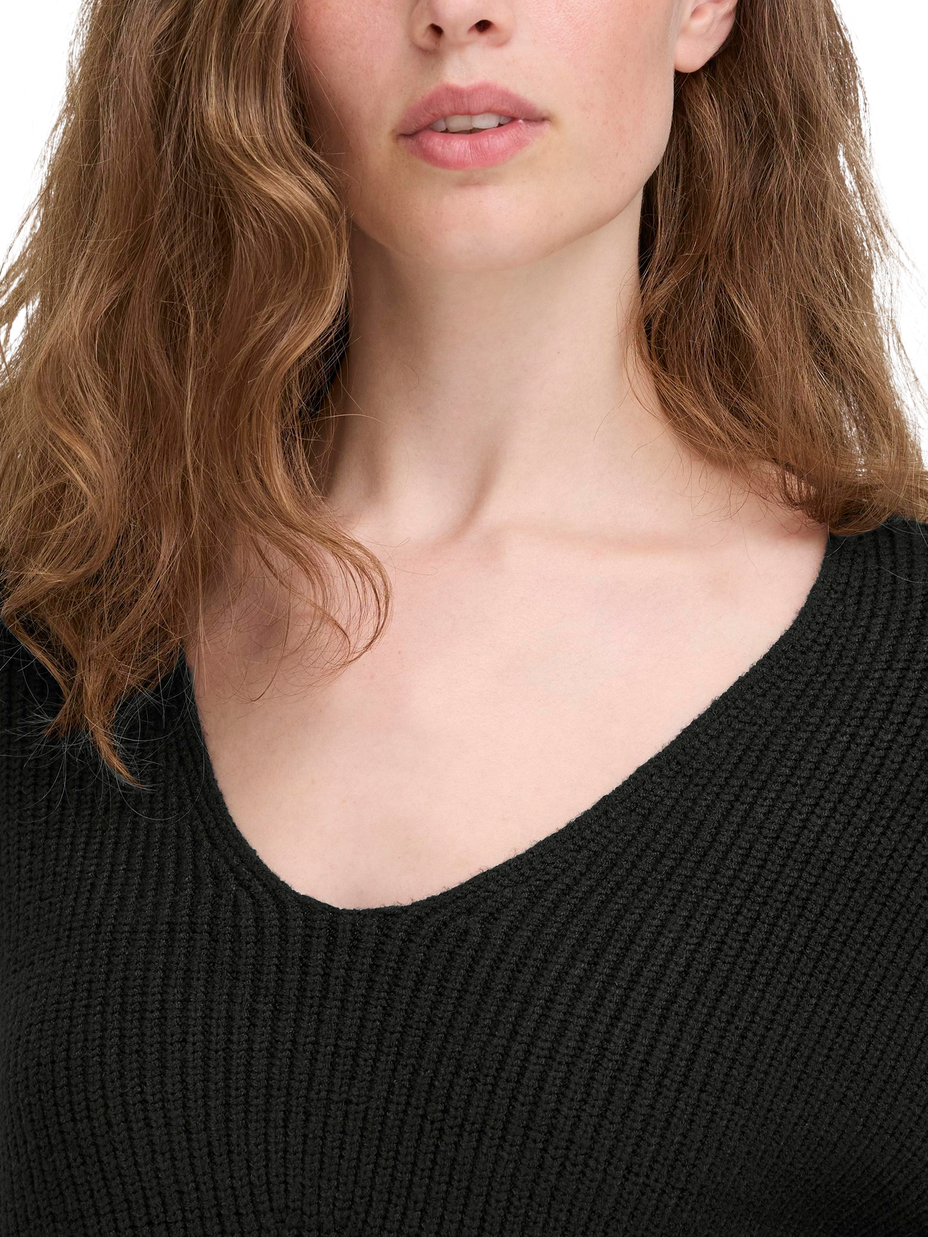 Product image 3 of 5, which shows ICHI Chana V-Neck Jumper, Black, XS