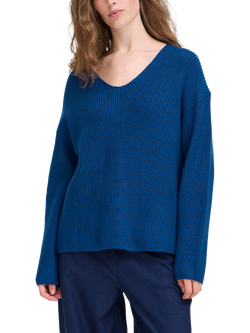 ICHI Chana V-Neck Jumper, Navy Peony