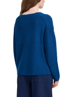 ICHI Chana V-Neck Jumper - view 2, Navy Peony