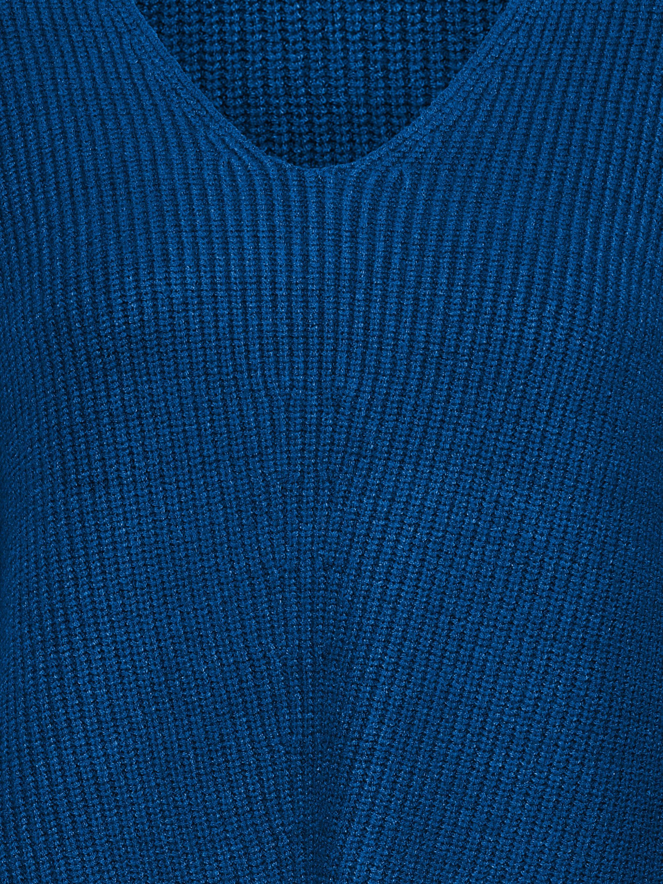 Product image 6 of 6, which shows ICHI Chana V-Neck Jumper, Navy Peony, XS