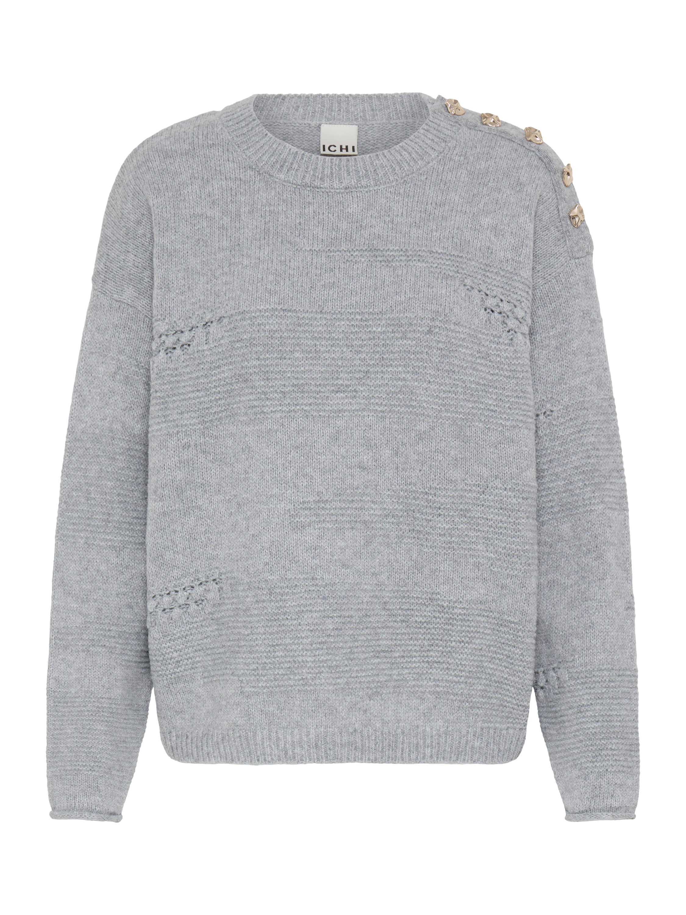 Product image 1 of 3, which shows ICHI Ihastra Jumper, Grey Melange, XS