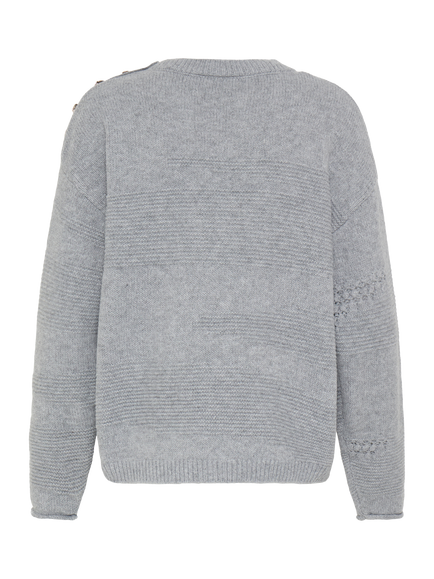 ICHI Ihastra Jumper - view 2, Grey Melange