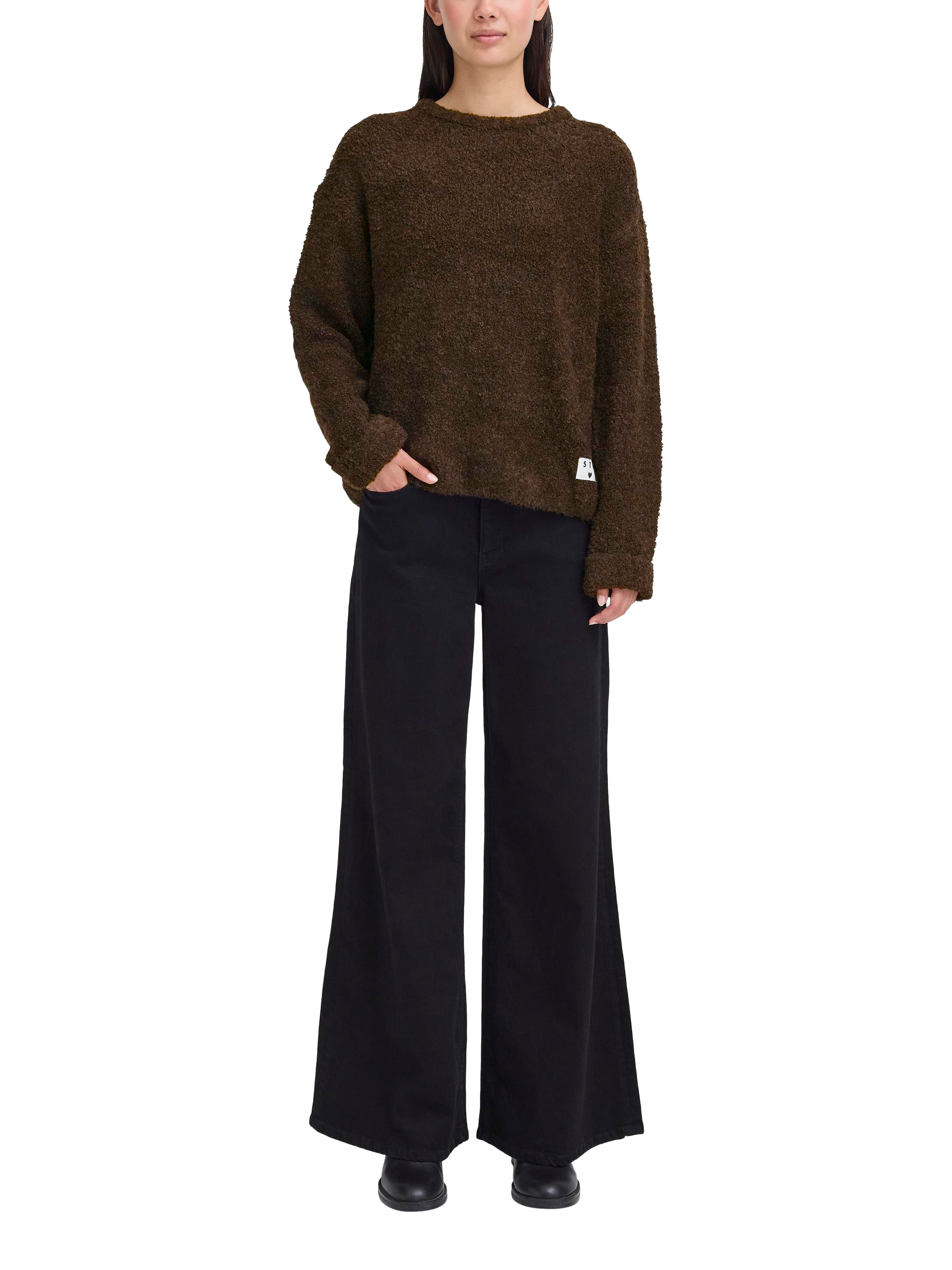 Product image 3 of 7, which shows ICHI Ihblarisa Jumper, Coffee Bean, XS