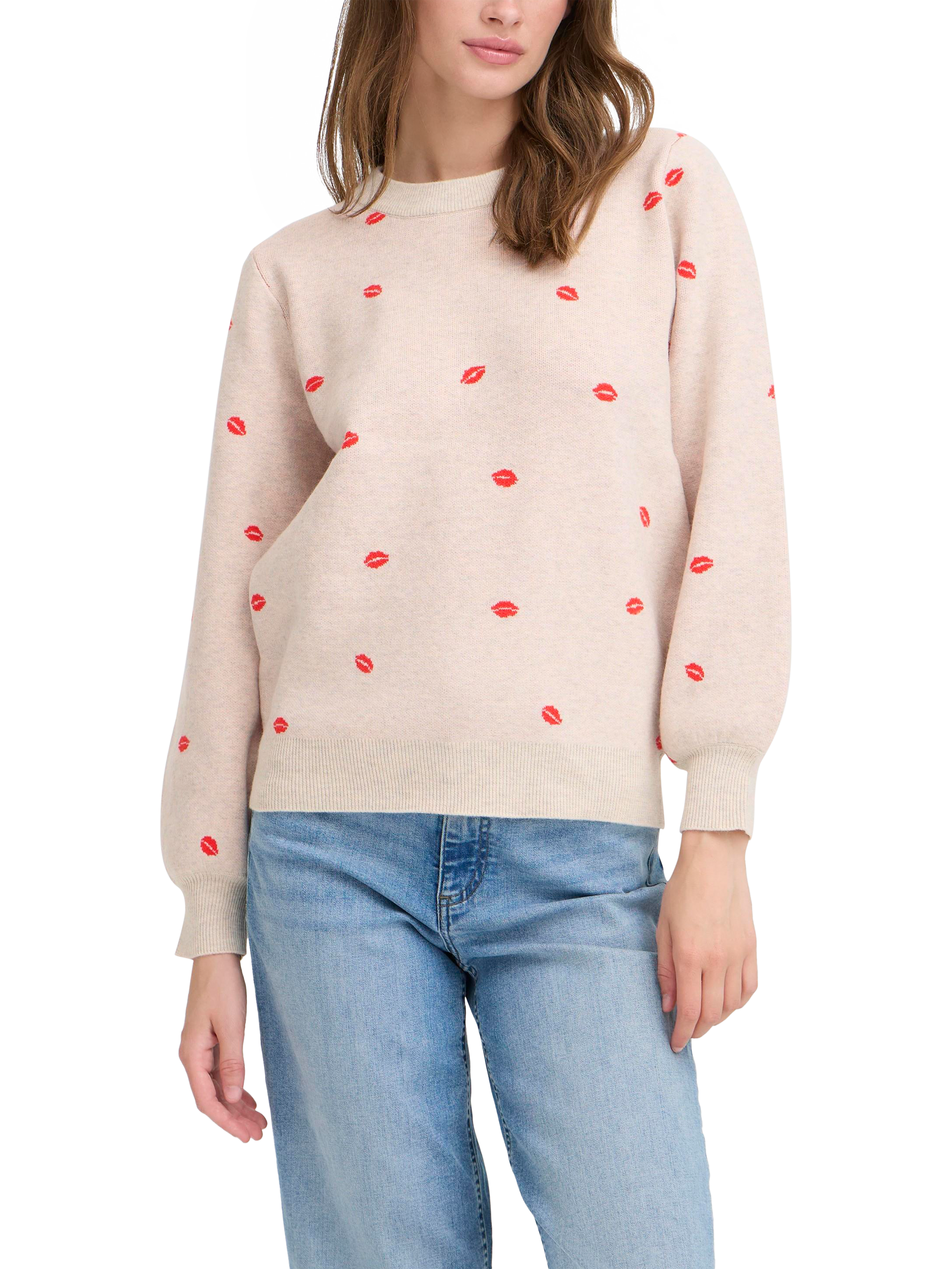 Product image 1 of 7, which shows ICHI Ihbrielle Jumper, Oatmeal Melange, XS