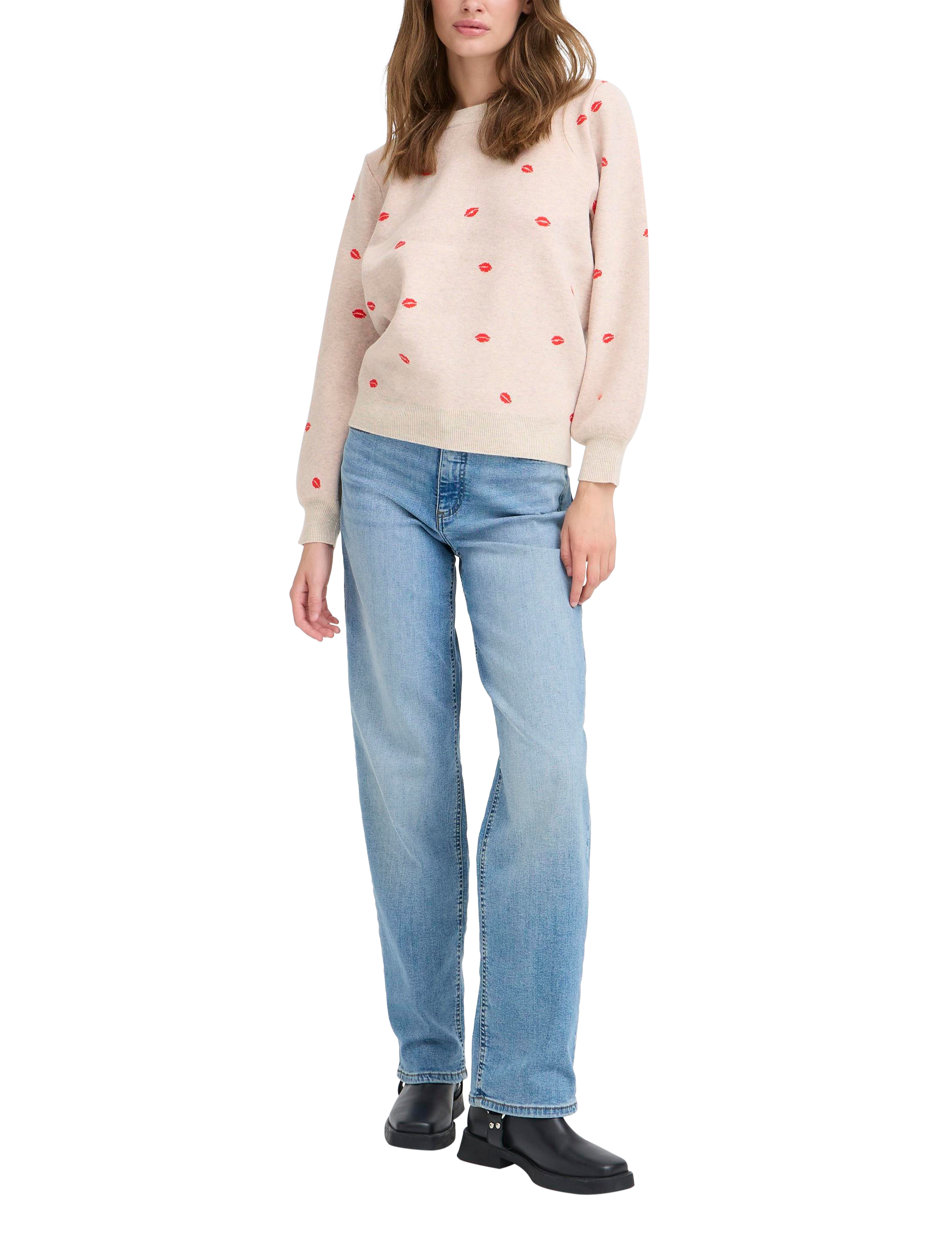 Product image 3 of 7, which shows ICHI Ihbrielle Jumper, Oatmeal Melange, XS