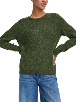 ICHI Kamara Embellished Cuff Jumper, Green, Green