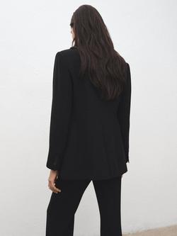 Mango Iguana Belted Blazer, Black - view 2, Black