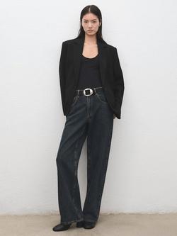 Mango Mila Single Button Blazer, Black, Black