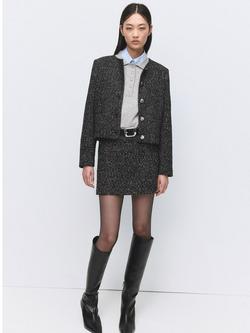 Mango Melca Flecked Jacket, Black, Black