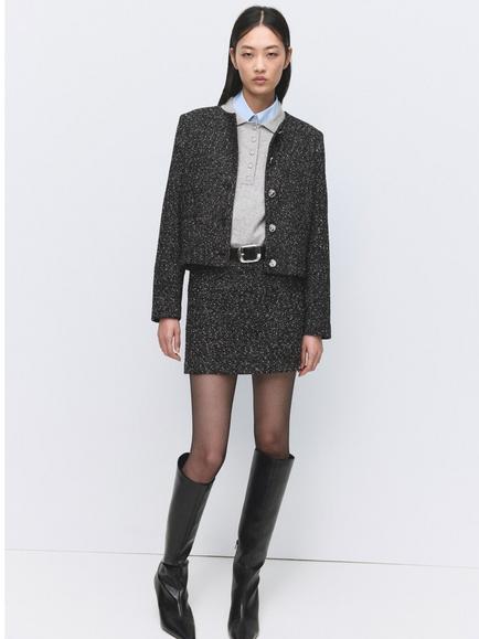 Mango Melca Flecked Jacket, Black, Black