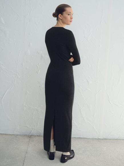 Mango Nilo Draped Maxi Dress, Dark Grey - view 2, Dark Grey