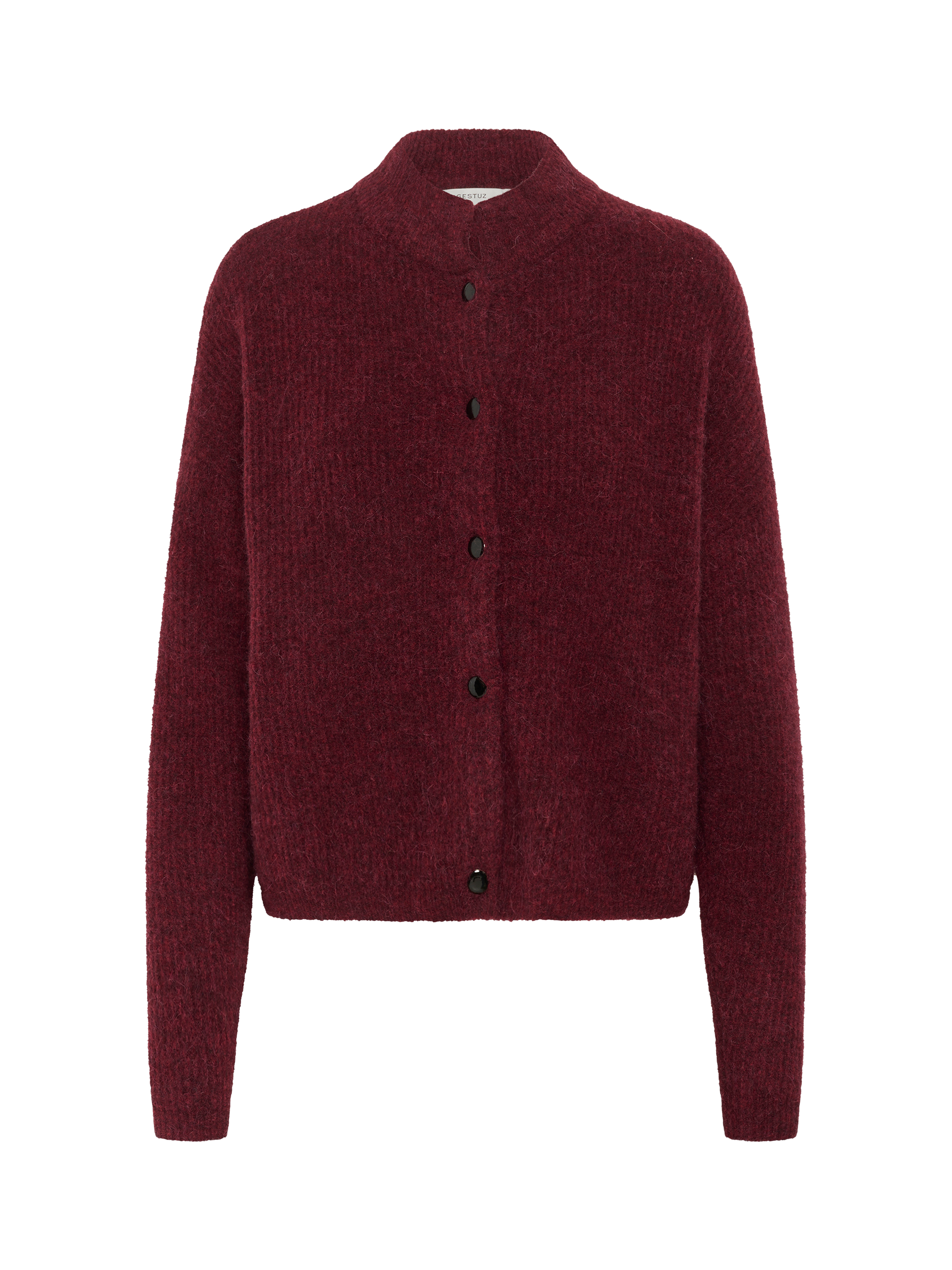 Product image 5 of 6, which shows Gestuz Alpha Wool Rich Cardigan, Blood Red Mélange, M