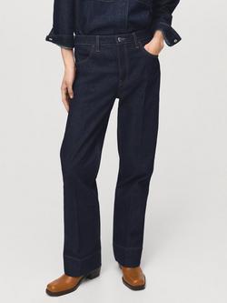 Mango Aylin Mid Rise Seam Detail Straight Jeans, Blue, Blue