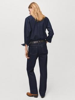 Mango Aylin Mid Rise Seam Detail Straight Jeans, Blue - view 2, Blue