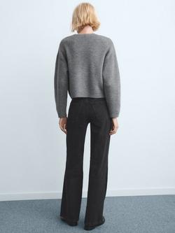 Mango Danila High Rise Wide Leg Jeans, Grey - view 2, Grey