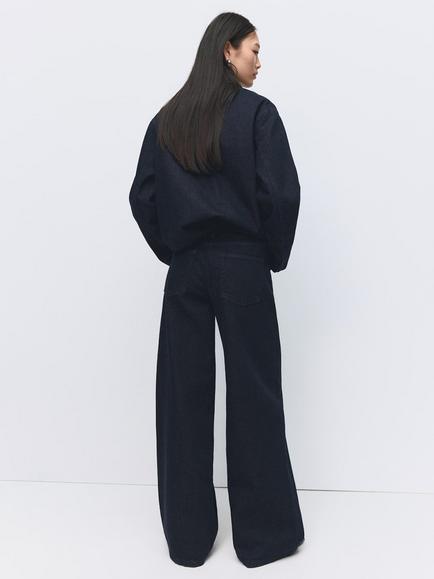 Mango Rain High Rise Wide Leg Jeans, Dark Blue - view 2, Dark Blue