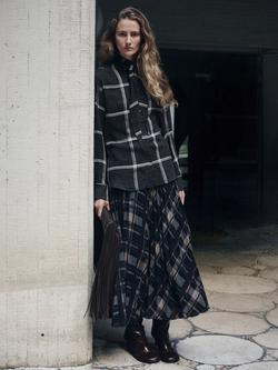 Mango Candy Check Tie Neck Top, Black, Black