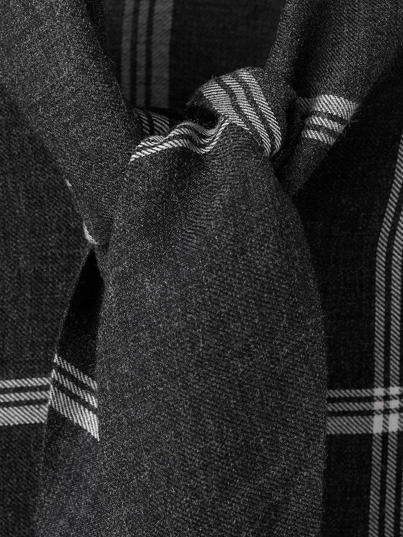 Product image 6 of 6, which shows Mango Candy Check Tie Neck Top, Black, 10