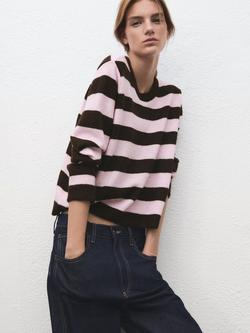 Mango Arbol Stripe Jumper, Pink, Pink