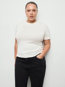 Mango Basic Short Sleeve Jumper, Light Beige