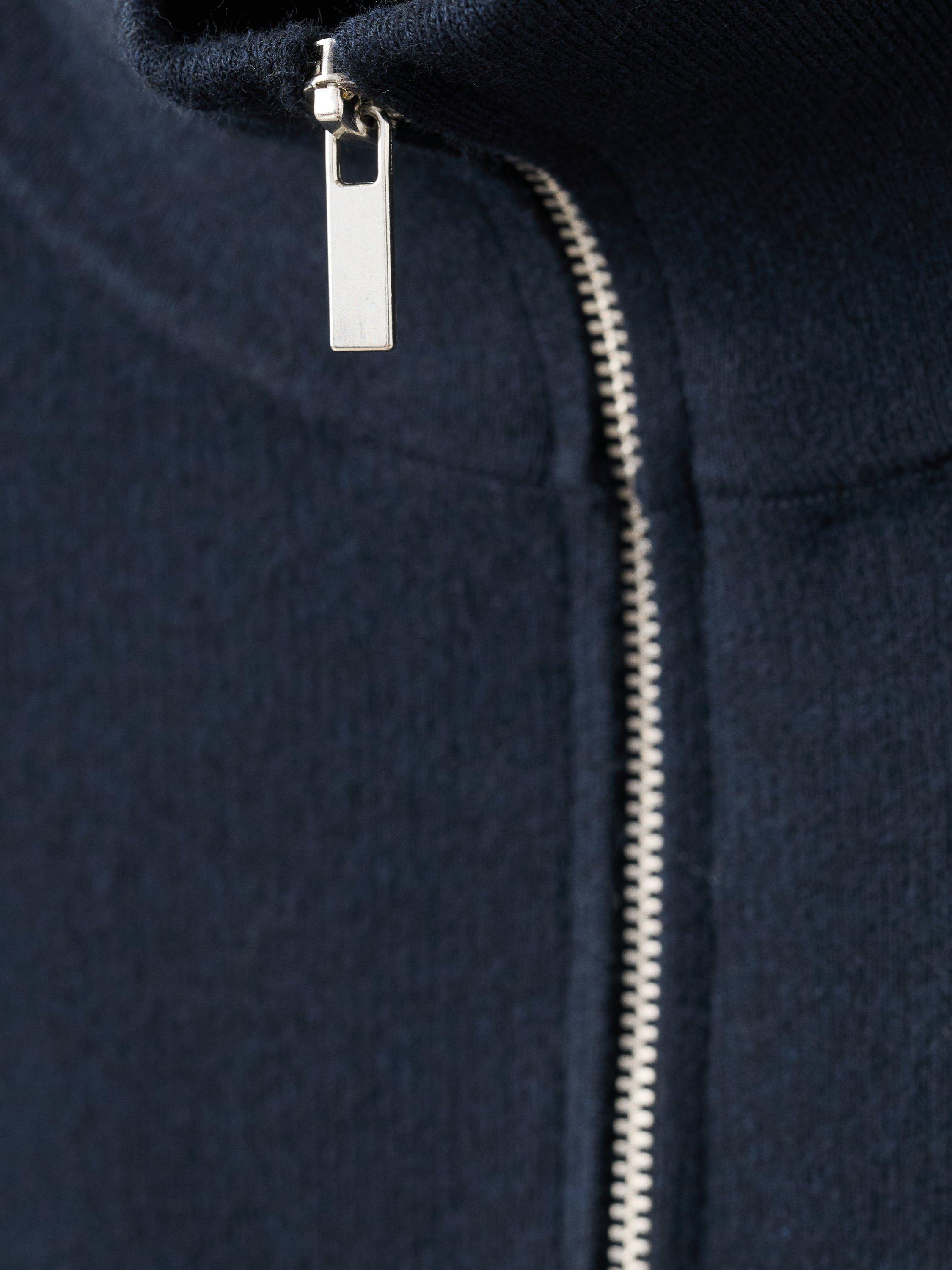 Product image 7 of 11, which shows Mango Cosmus Zip Neck Stripe Sleeve Jumper, Navy, XXXL