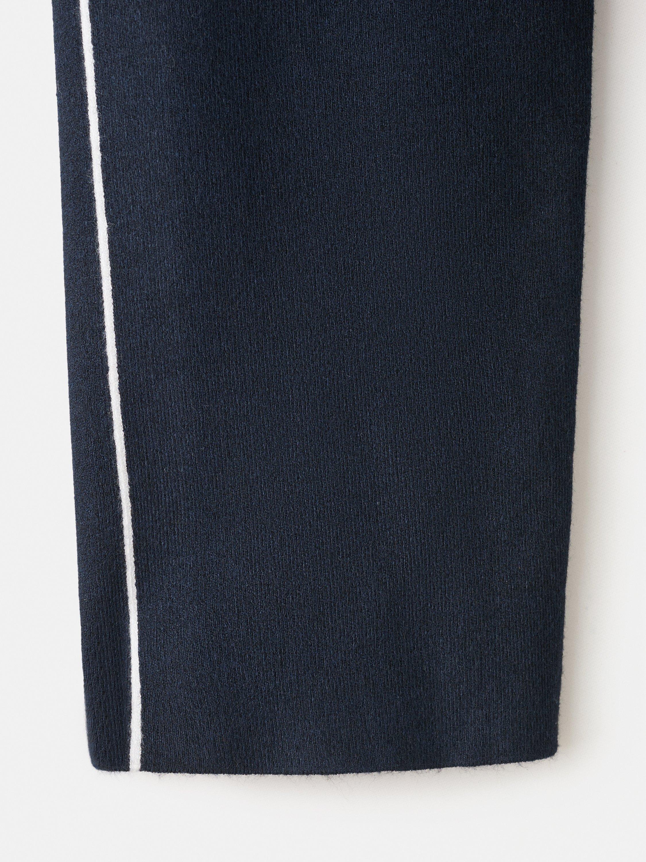 Product image 8 of 11, which shows Mango Cosmus Zip Neck Stripe Sleeve Jumper, Navy, XXXL