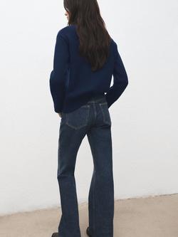 Mango Griseldi Crew Neck Wool Rich Jumper - view 2, Navy