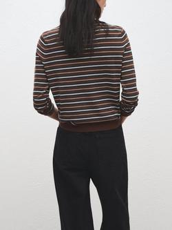 Mango Teo Stripe Jumper, Dark Brown - view 2, Dark Brown