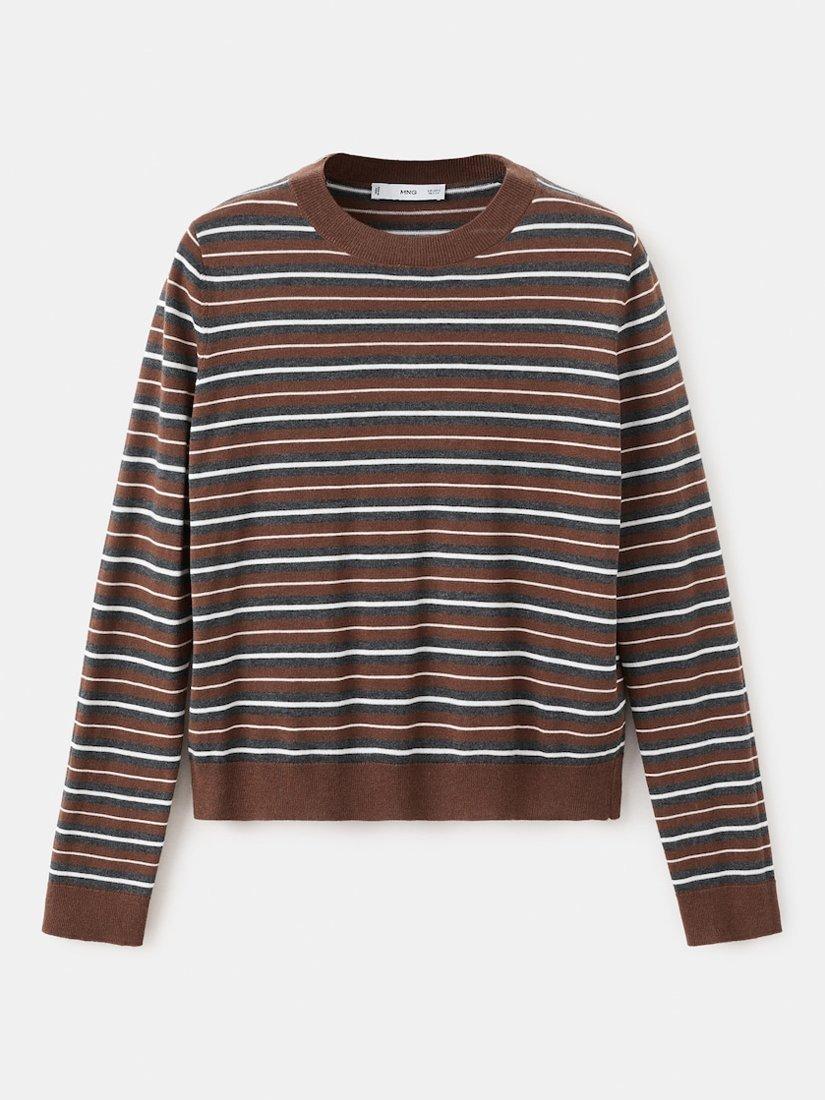 Product image 4 of 6, which shows Mango Teo Stripe Jumper, Dark Brown, L
