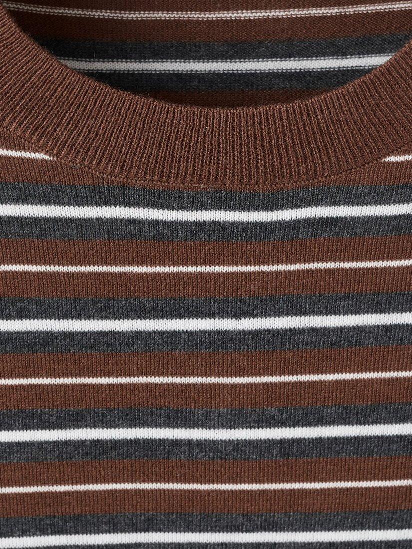 Product image 5 of 6, which shows Mango Teo Stripe Jumper, Dark Brown, L
