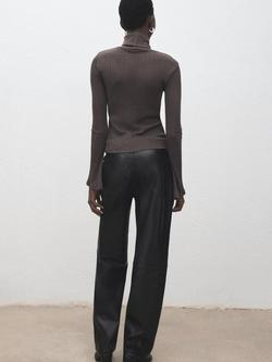 Mango Topaz Roll Neck Jumper, Medium Brown - view 2, Medium Brown