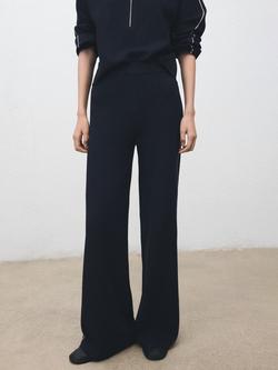 Mango Cosmus Side Stripe Knit Trousers, Navy, Navy