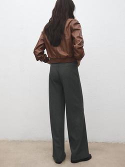 Mango Casia Textured Straight Trousers, Grey - view 2, Grey