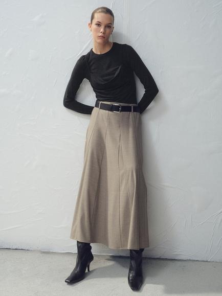 Mango Nilo Drape Neck Detail Top, Dark Grey, Dark Grey