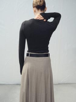 Mango Nilo Drape Neck Detail Top, Dark Grey - view 2, Dark Grey