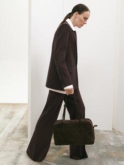 Mango Rise Stripe Trousers, Brown - view 2, Brown