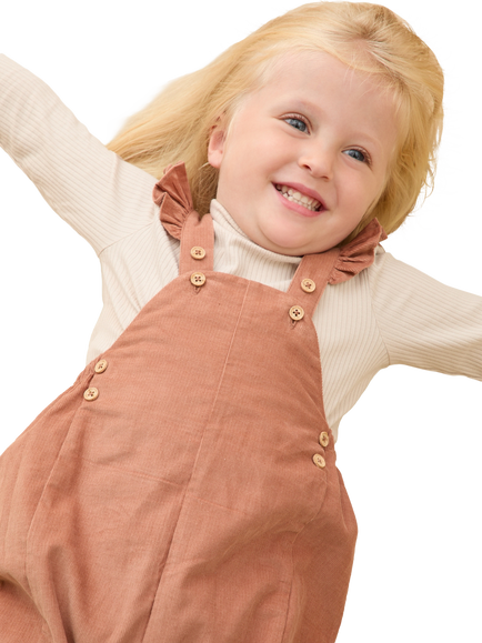 MORI Baby Cotton Corduroy Dungarees, Mocha Mousse - view 2, Mocha Mousse