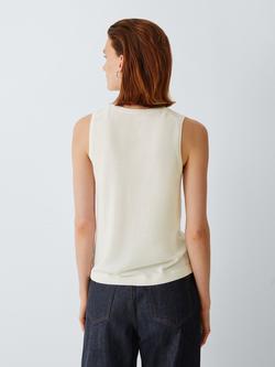 J. Lewis Merino Wool with Silk Knit Vest, Ecru - view 2, Ecru