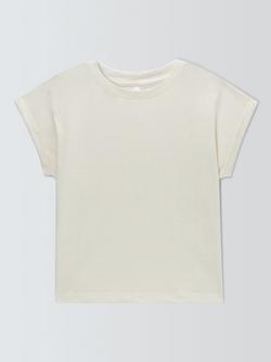 AND/OR Turn Up Cap Sleeve Crew Neck T-Shirt, Ecru